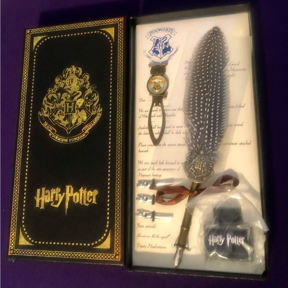 Warner Bros. Art Harry Potter Quill Set With Acceptance Letter And Hogwarts Letter Opener
